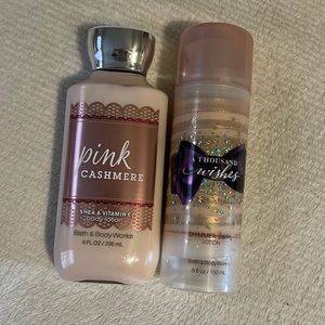 Bundle of 2from Bath and Bodyworks A Thousand wishes shimmer swirl pink Cashmere